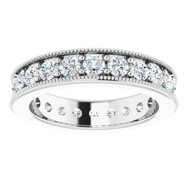 1.76 ct. Round Diamond Eternity Band Milgrain Accent Ring-VIRABYANI